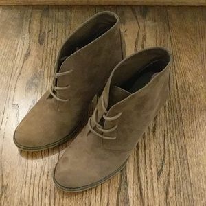 MIA taupe lace up heeled booties